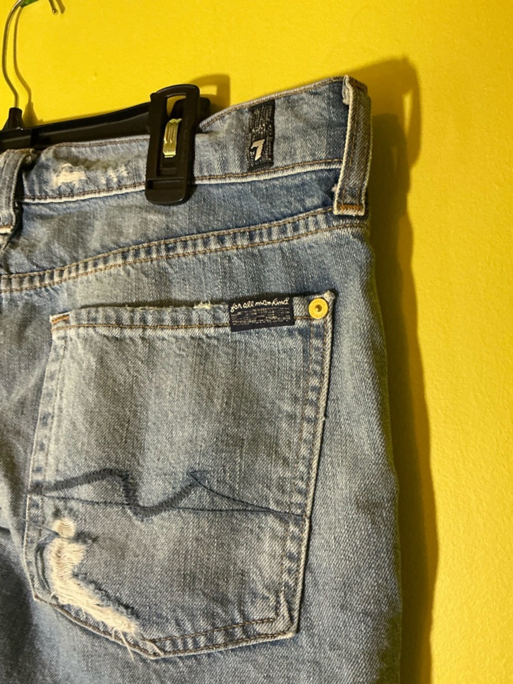 7 For All Mankind distressed blue denim jeans